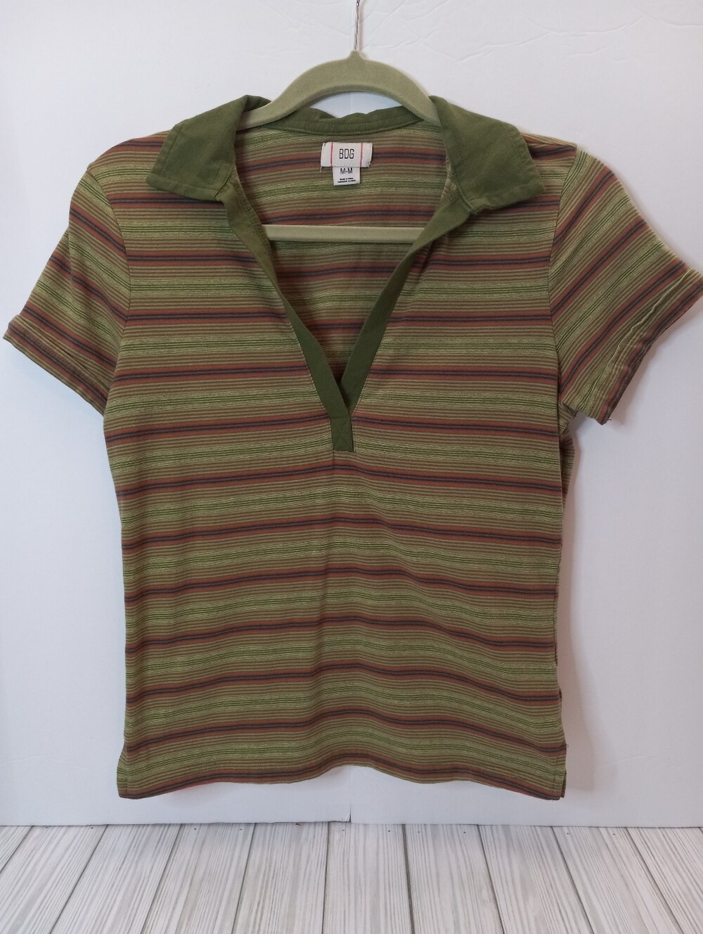 Urban Outfitters BDG Striped Polo Collared Vneck Shirt